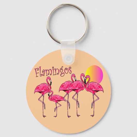 Tropische Flamingo Art Gifts Sleutelhanger (Voorkant)