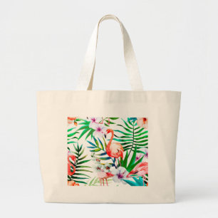 Tropische flamingo art. grote tote bag