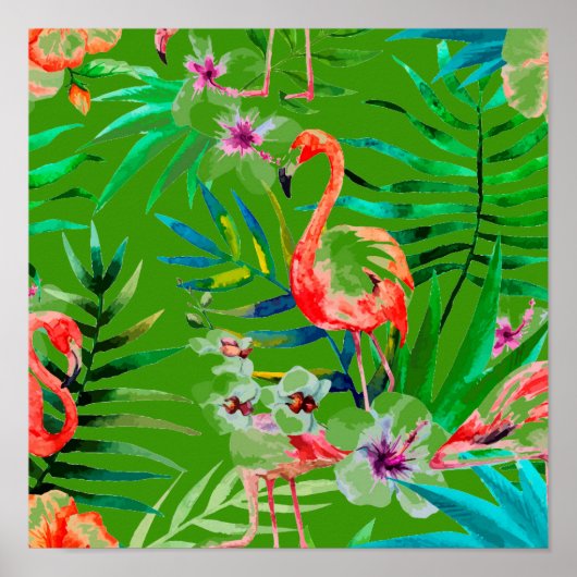 Tropische flamingo art. poster (Voorkant)
