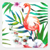 Tropische flamingo art. vierkante sticker (Voorkant)