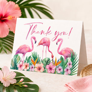 Tropische Flamingo Baby Shower Bedankkaart