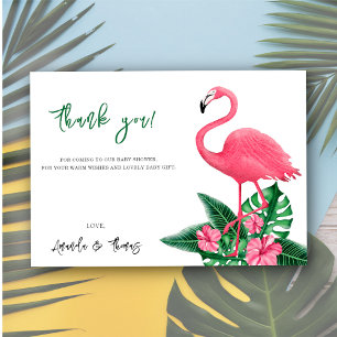 Tropische Flamingo Baby Shower - dank je Bedankkaart