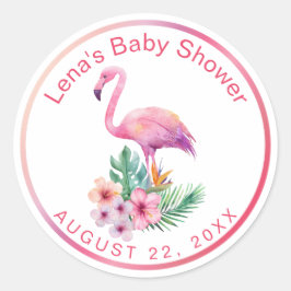 Tropische Flamingo Baby Shower Favor Sticker
