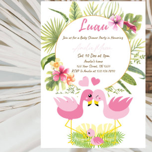 Tropische Flamingo Baby Shower Feest Kaart