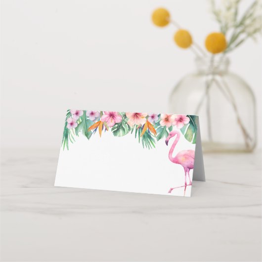 Tropische Flamingo Baby shower Plaatskaarten – Bla Plaatskaartje (Voorkant)