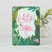 TROPISCHE FLAMINGO BABY SHOWER UITNODIGING (Staand voorkant)