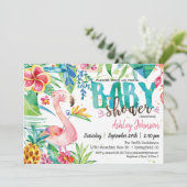 Tropische Flamingo Baby shower uitnodiging (Staand voorkant)