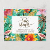 Tropische flamingo baby shower uitnodiging (Voorkant)