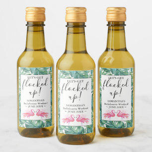 Tropische Flamingo Bachelorette Party Wine Labels Wijn Etiket
