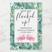 Tropische Flamingo Bachelorette Party Wine Labels Wijn Etiket (Enkel label)