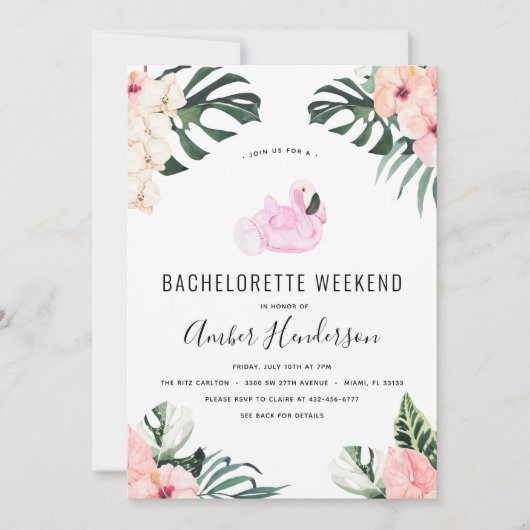 Tropische Flamingo Bachelorette Routebeschrijving Kaart (Voorkant)