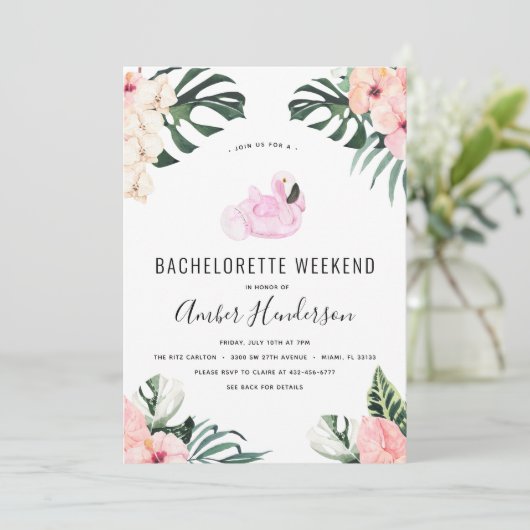 Tropische Flamingo Bachelorette Routebeschrijving Kaart (Staand voorkant)