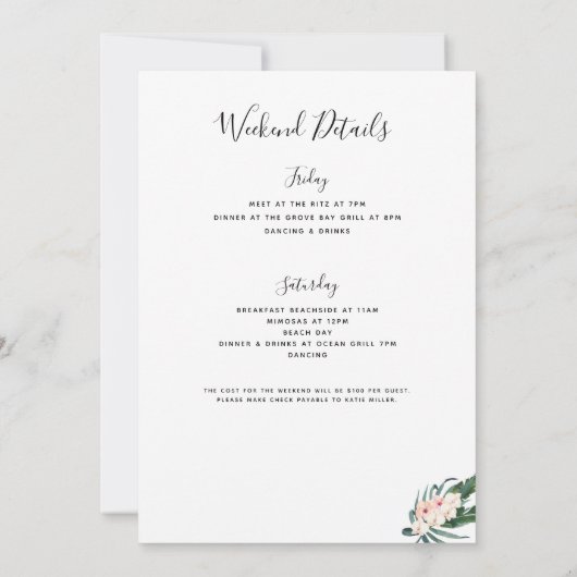 Tropische Flamingo Bachelorette Routebeschrijving Kaart (Achterkant)