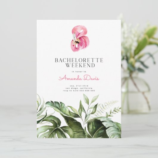 Tropische Flamingo Bachelorette Weekend Itinerary Kaart (Staand voorkant)