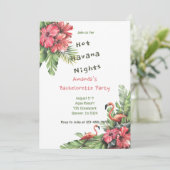 Tropische Flamingo Bachelorette Weekend Party Kaart (Staand voorkant)