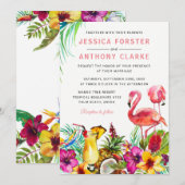 Tropische Flamingo Beach bestemming bruiloft Kaart (Voorkant / Achterkant)