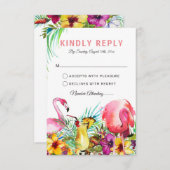 Tropische Flamingo Beach Destination Wedding RSVP (Voorkant / Achterkant)