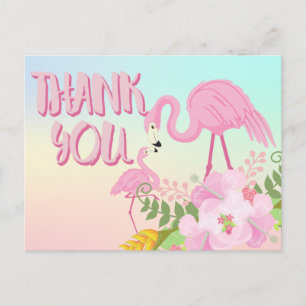 Tropische flamingo bedankt briefkaart
