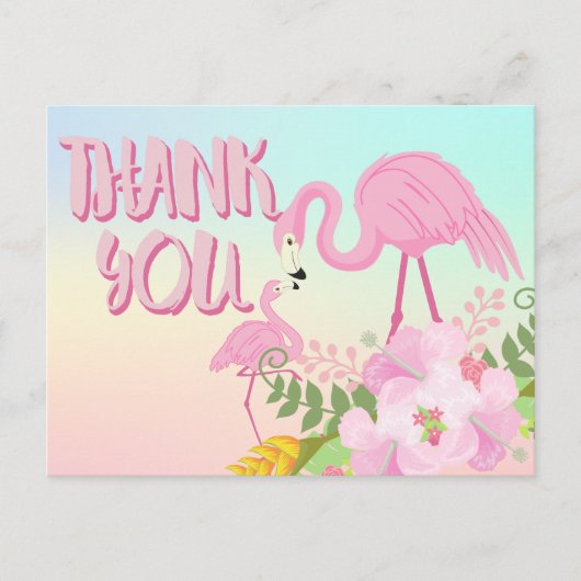 Tropische flamingo bedankt briefkaart (Voorkant)