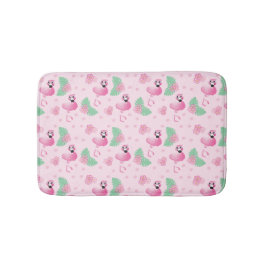 Tropische Flamingo Bird Pattern Flowers Light Pink Badmat