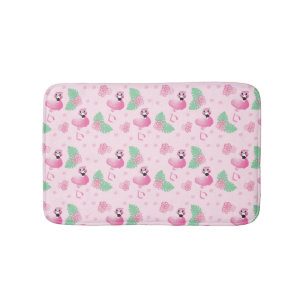 Tropische Flamingo Bird Pattern Flowers Light Pink Badmat