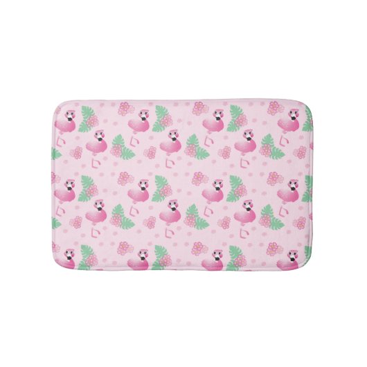 Tropische Flamingo Bird Pattern Flowers Light Pink Badmat (Voorkant)