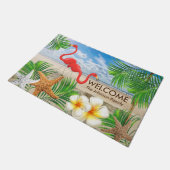 Tropische Flamingo Birds bij het strand Deurmat (Schuin)