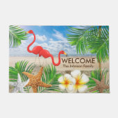 Tropische Flamingo Birds bij het strand Deurmat (Voorkant)