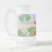 Tropische Flamingo Birds op het strand Matglas Bierpul (Links)