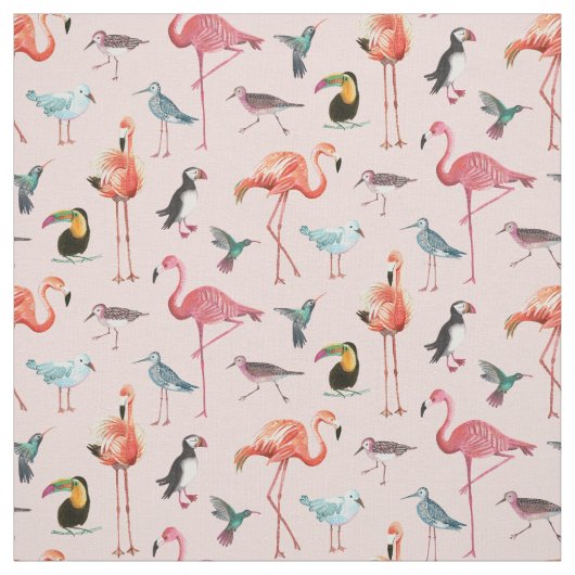 Tropische Flamingo Birds | Stof (Swatch)