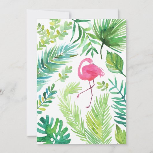 Tropische Flamingo Birthday of Bachelorette Invite Kaart (Achterkant)