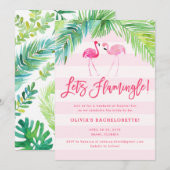 Tropische Flamingo Birthday of Bachelorette Invite Kaart (Voorkant / Achterkant)