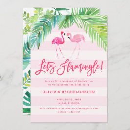 Tropische Flamingo Birthday of Bachelorette Invite Kaart