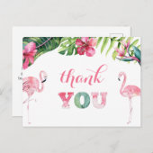 Tropische Flamingo Birthday PartyDank u Briefkaart (Voorkant / Achterkant)