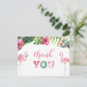 Tropische Flamingo Birthday PartyDank u Briefkaart (Staand voorkant)