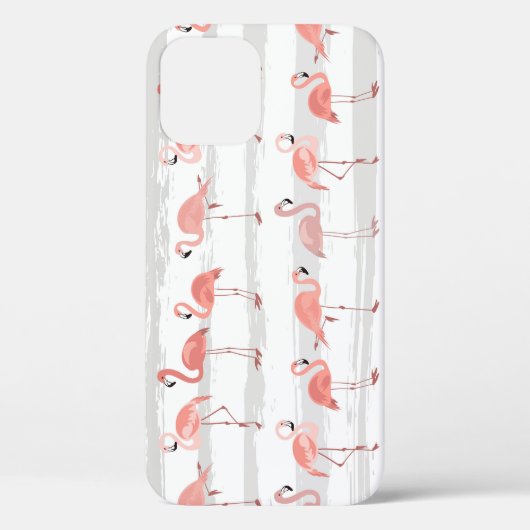 Tropische Flamingo Blauwe Strepen Patroon Case-Mate iPhone Case (Achterkant)
