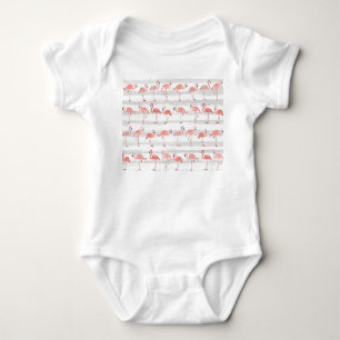 Tropische Flamingo Blauwe Strepen Patroon Romper