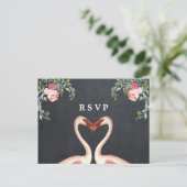 tropische flamingo bloem bruiloft feest rsvp uitnodiging briefkaart (Staand voorkant)