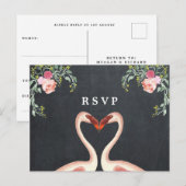 tropische flamingo bloem bruiloft RSVP Uitnodiging Briefkaart (Voorkant / Achterkant)