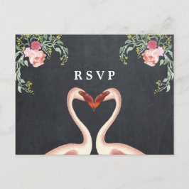 tropische flamingo bloem bruiloft RSVP Uitnodiging Briefkaart