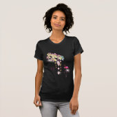 Tropische Flamingo Bloemen  Roze Monogram T-shirt (Voorkant volledig)