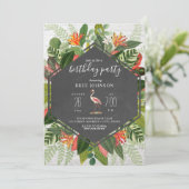 Tropische Flamingo Bloemen Verjaardagsfeest Kaart (Staand voorkant)