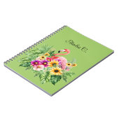 Tropische flamingo bloemen & vrolijke zonnebloemen notitieboek (Linkerzijde)
