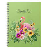 Tropische flamingo bloemen & vrolijke zonnebloemen notitieboek (Voorkant)