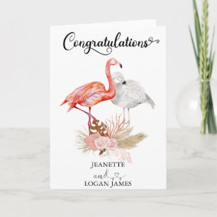 Tropische Flamingo Boho Bruiloft Felicitaties Kaart
