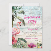 tropische flamingo boho quinceanera partij kaart (Voorkant)
