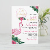 Tropische Flamingo Bridal Shower Invitation Kaart (Staand voorkant)