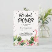 Tropische Flamingo Bridal Shower Invitation Kaart (Staand voorkant)