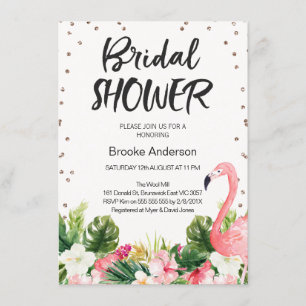 Tropische Flamingo Bridal Shower Invitation Kaart
