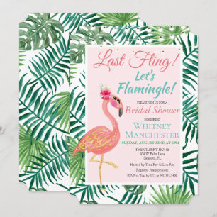 Tropische Flamingo Bridal Shower Invitation Kaart